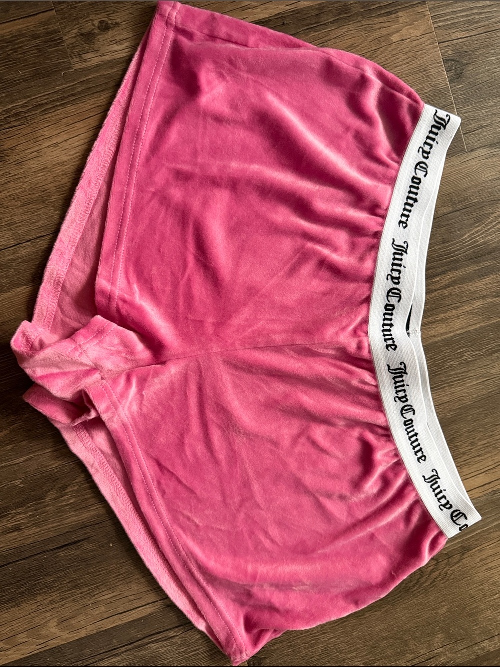 Juicy Couture Pink Velour Shorts with Logo Elastic Waistband